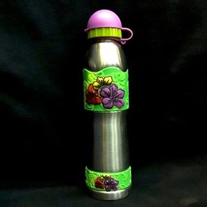 Stainless Steel Water Bottle Lid Spout Tropical Flowers Plastic Textured Grip